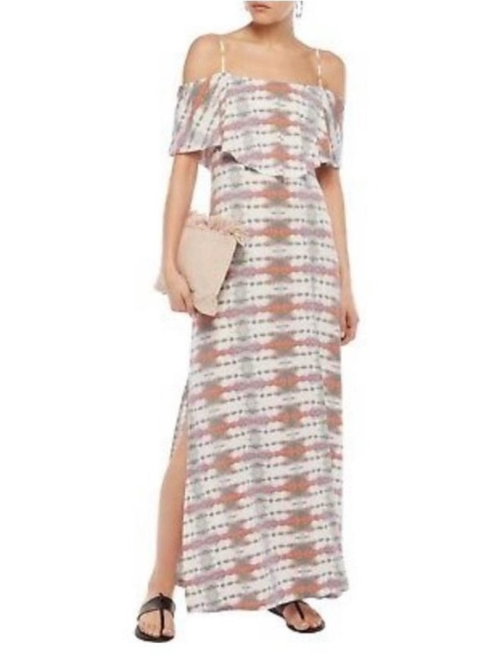 TART Tacita Off Shoulder Tie Dye Maxi Dress W/ Spaghetti Adjustable Strap S